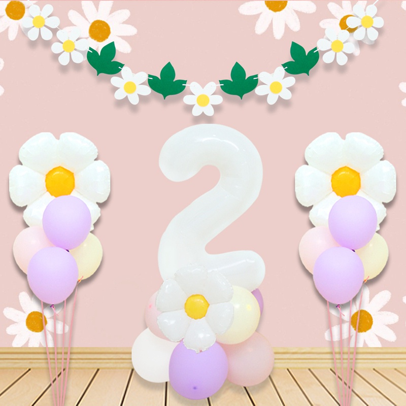 Set 21 Bong Bóng Kỹ Thuật Số 32inch 1-9 Màu Trắng Dùng Trang Trí Tiệc Sinh Nhật/Đám Cưới