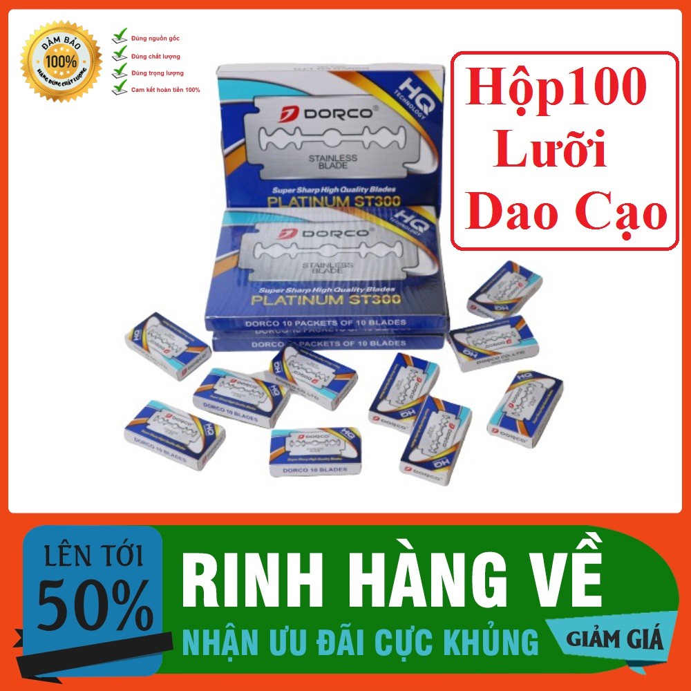 Hộp 100 Lưỡi Dao Cạo 2 Râu,Mặt Dorco Hàn Quốc Chất Lượng Cao [ Hàng Chuẩn Công Ty ]