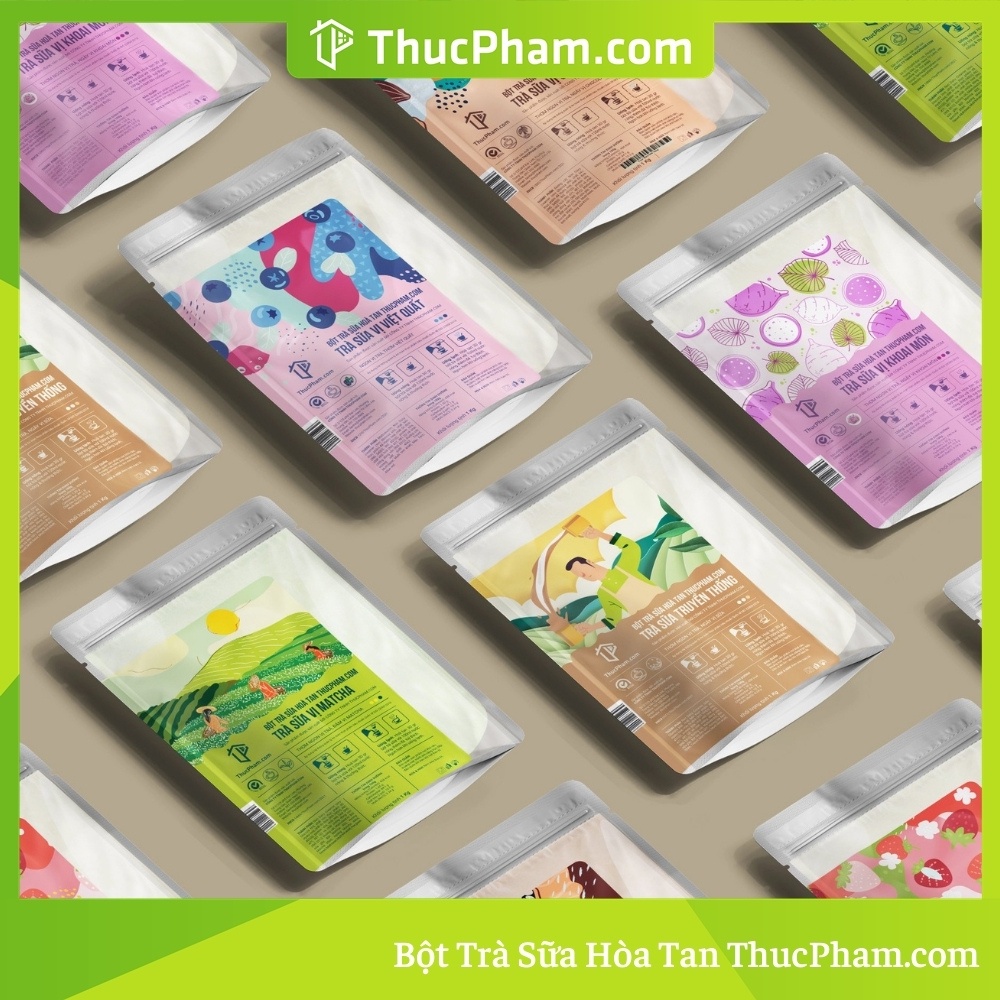 Bột Trà Sữa Hòa Tan ThucPham.com Đủ Vị - Túi 100g và 1kg - Đậm Vị Trà, Béo Ngậy Vị Sữa, Thơm Mùi Tự Nhiên