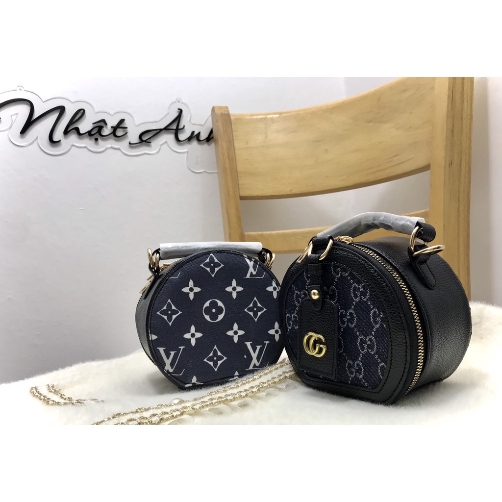 Túi xách nữ Cốp tròn hoạ tiết GC & LV size 15, đường may chắc chắn tỉ mỉ lên form cứng cáp cực đẹp