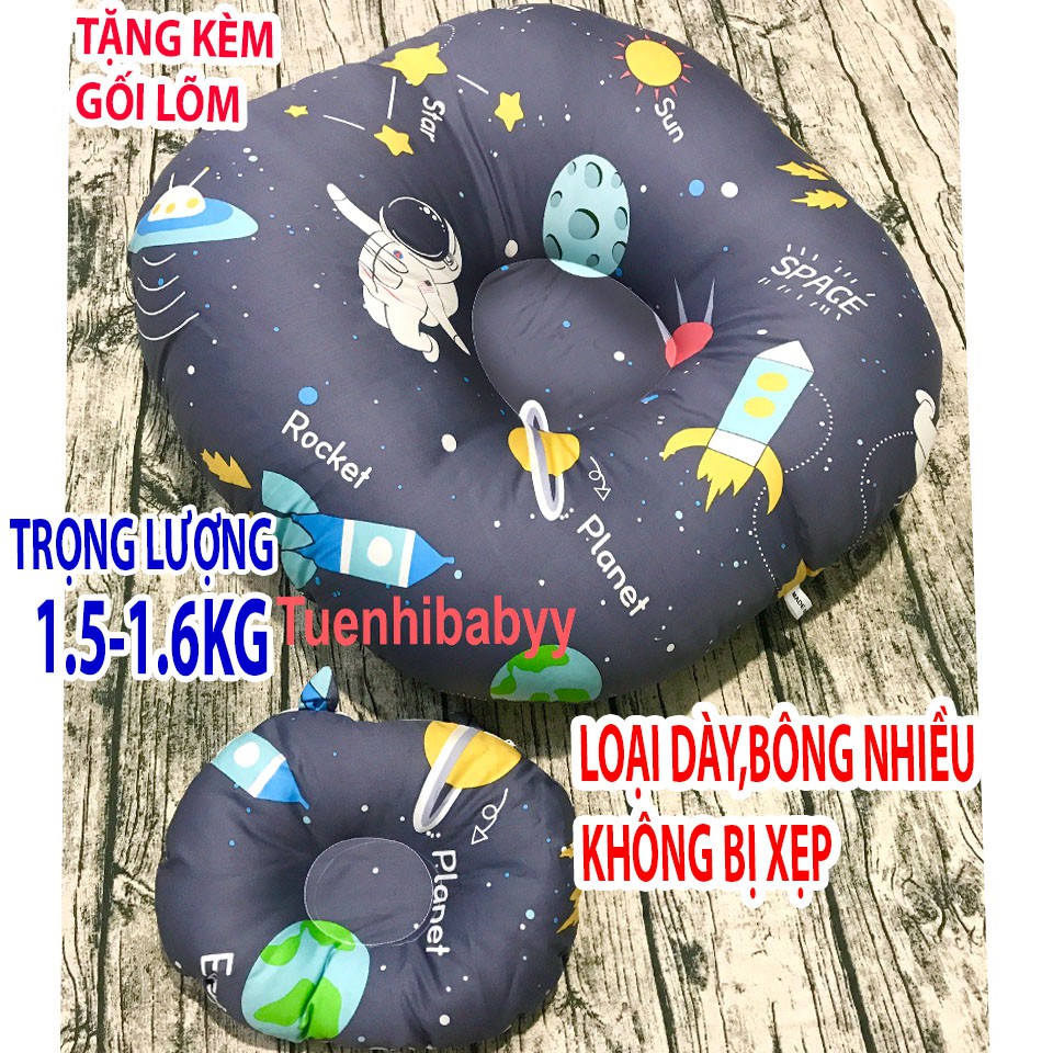 Gối chống trào ngược cho bé loại DÀY,ÊM vải cotton(tặng gối lõm)