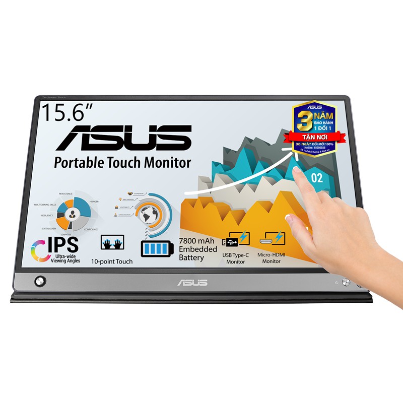 Màn Hình Di Động Cảm Ứng USB ASUS ZenScreen Touch MB16AMT 16 inch Full HD(1920x1080) 5ms 60Hz IPS USB  - Hàng Chính Hãng