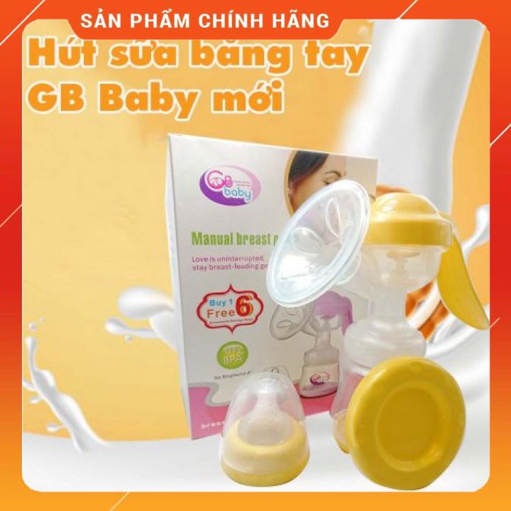 Hút Sữa cầm Tay GB Baby + bình đựng +Tặng kèm 6 túi trữ Sữa 250ml+ Túi Vải