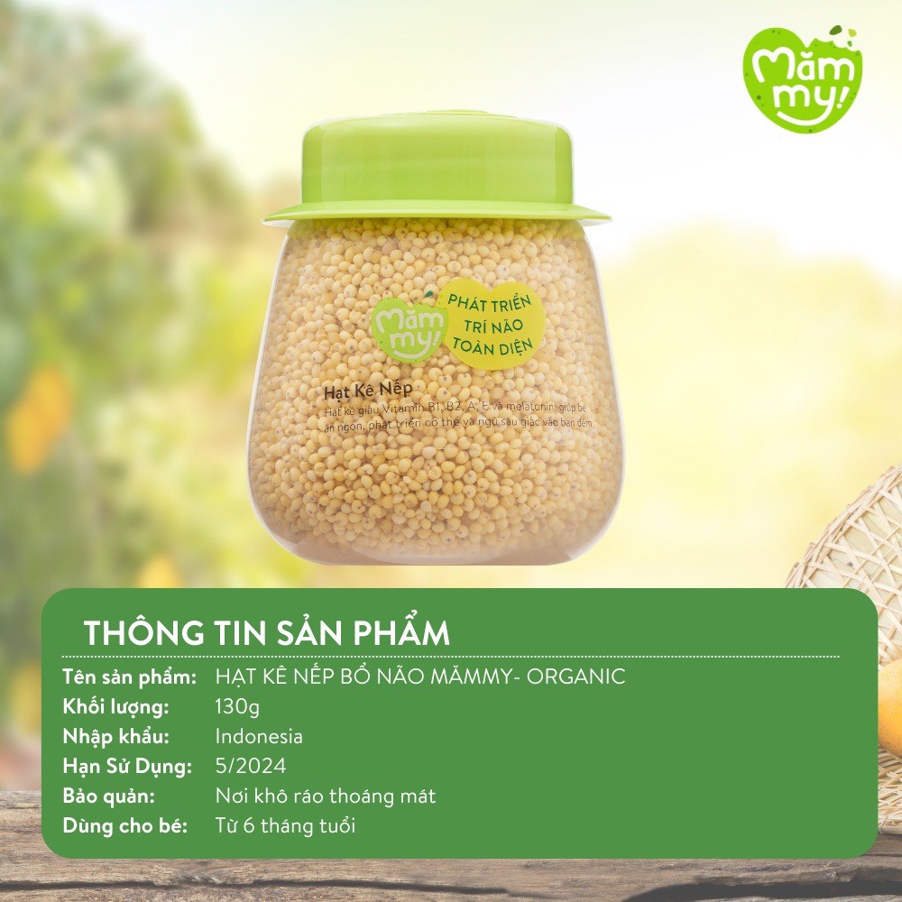 Hạt Kê Nếp Mămmy Hữu Cơ Loại 1 - Dẻo Mịn Sánh Cho Bé Ăn Dặm - Mămmy 130g