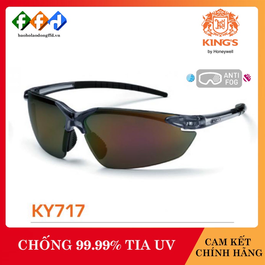 Kính bảo hộ King's KY717 Kính chống bụi, tia UV, chống đọng sương,kính dùng trong lao động, đi xe máy, tròng tráng gương