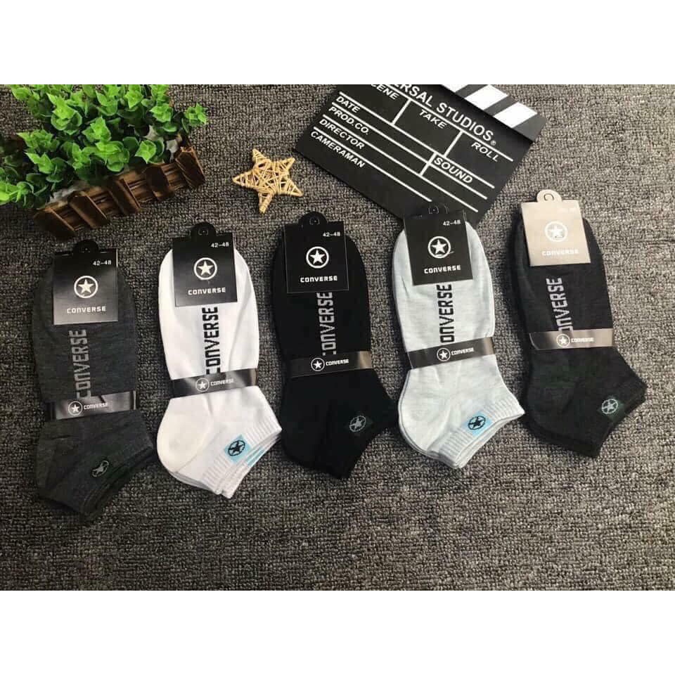 Set 10 đôi tất Nam cổ ngắn chất cotton màu tối dệt kim