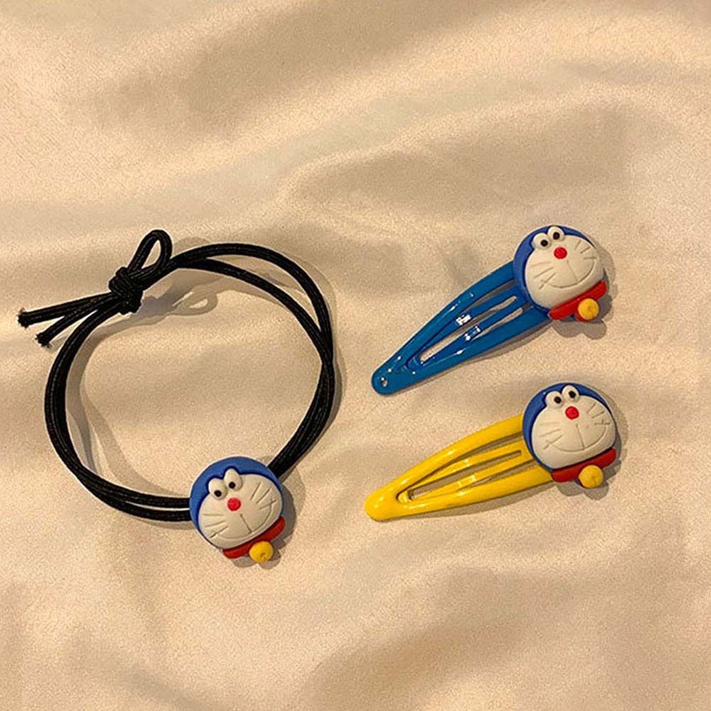 Dây cột tóc cao su/ kẹp tóc mặt hình Doraemon dễ thương phong cách Hàn Quốc cho nữ