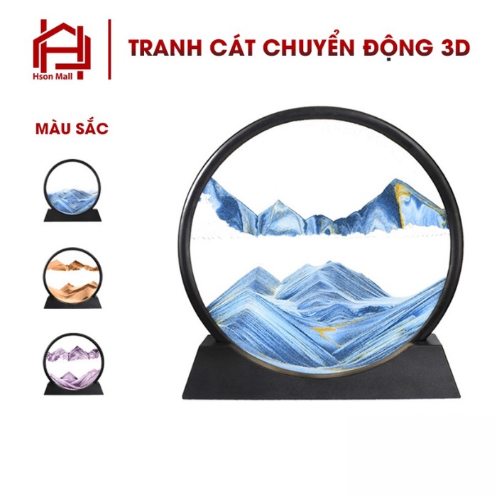 ❃♤Tranh cát lún chuyển động 3D, thủy tinh HSON nghệ thuật trang trí để bàn decor làm việc quà tặng cao cấp