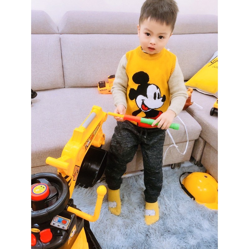 Áo gile len hàng quảng châu cao cấp hoạ tiết micky cho bé cao từ 80 đến 110cm