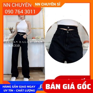 Ảnh thật ⚡ baggy jean ống rộng lưng kiểu - bjk310 - quần baggy jean nữ 2 lưng