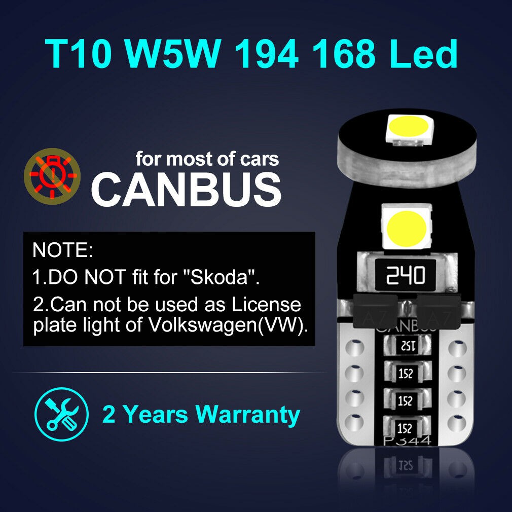 Đèn Led T10 W5W 3SMD LED 194 168 3030 Thay Thế Đèn Nội Thất Canbus, Đèn Biển Số Tích Hợp Mạch IC