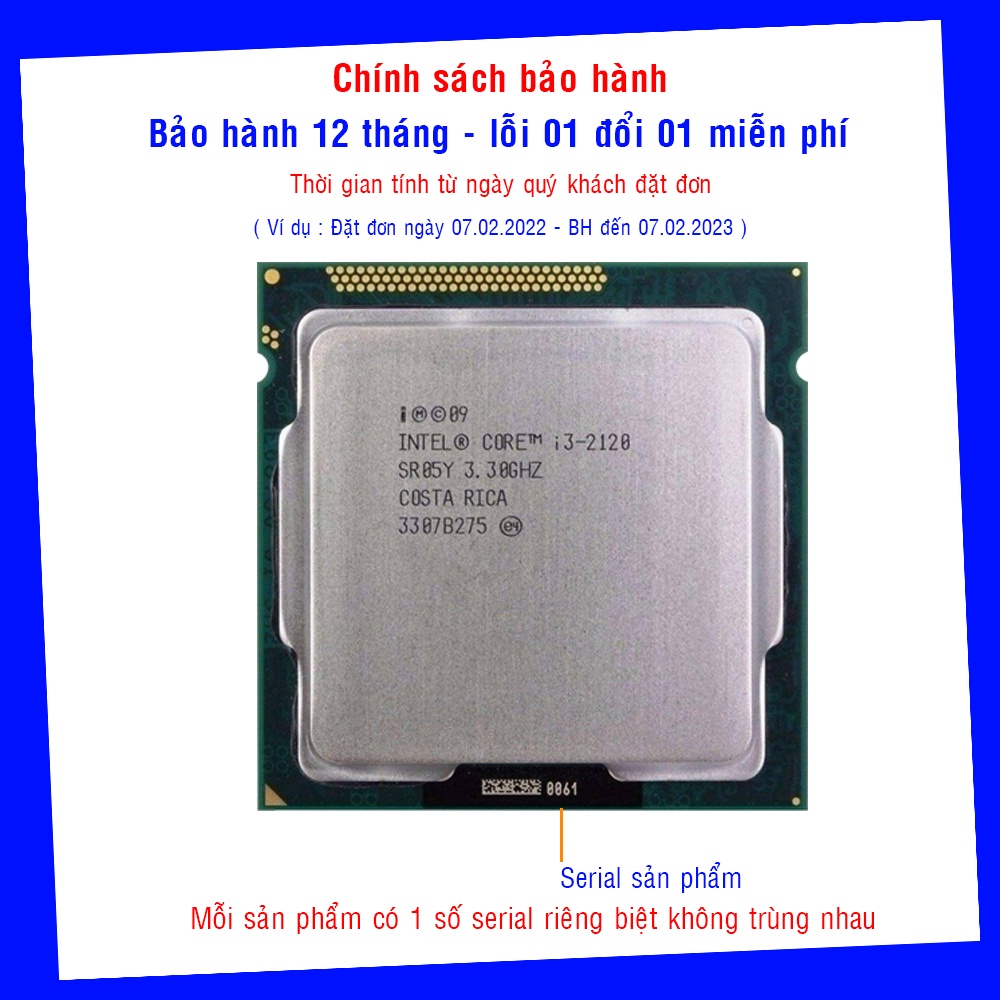 [ tặng keo tản nhiệt ] Cpu i3 2120 socket 1155 lắp main h61 b75..bóc máy hàng chính hãng bảo hành 12 tháng