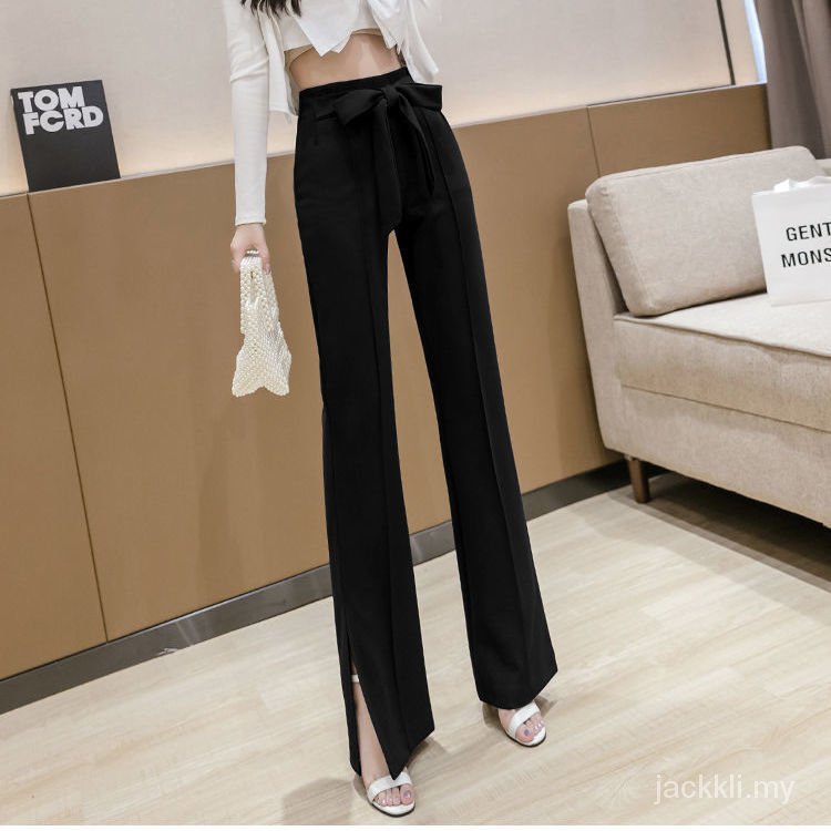 Quần Dài Lưng Cao Ống Rộng Màu Đen Thời Trang Xuân Thu Cho Nữ 2021 | BigBuy360 - bigbuy360.vn