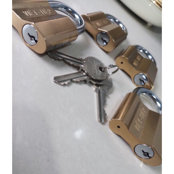 Combo 10 ổ khoá việt tiệp dùng chung 1 chìa chủ ( loại 6 phân , khoá giữ chìa , gồm 10 chìa sơ cua )