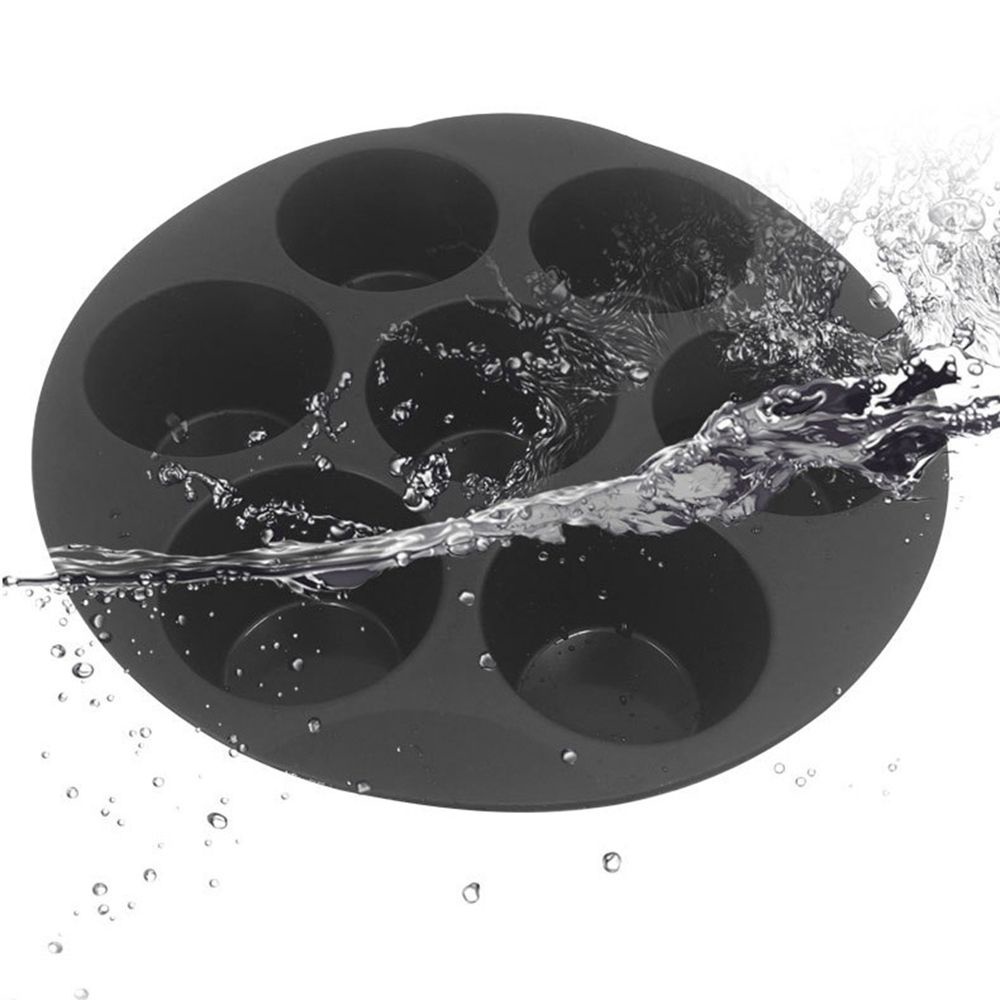 Khuôn silicon nướng bánh muffin trong nồi chiên không dầu cỡ lớn gồm 7 ô màu đen an toàn DIY