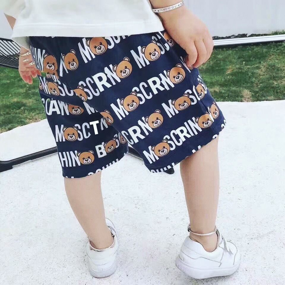 Quần Short Cotton Mỏng Năm Tấc Màu Đen In Họa Tiết Phong Cách Hàn Quốc Nhật Bản Thời Trang Mùa Hè Cho Bé Trai / Gái