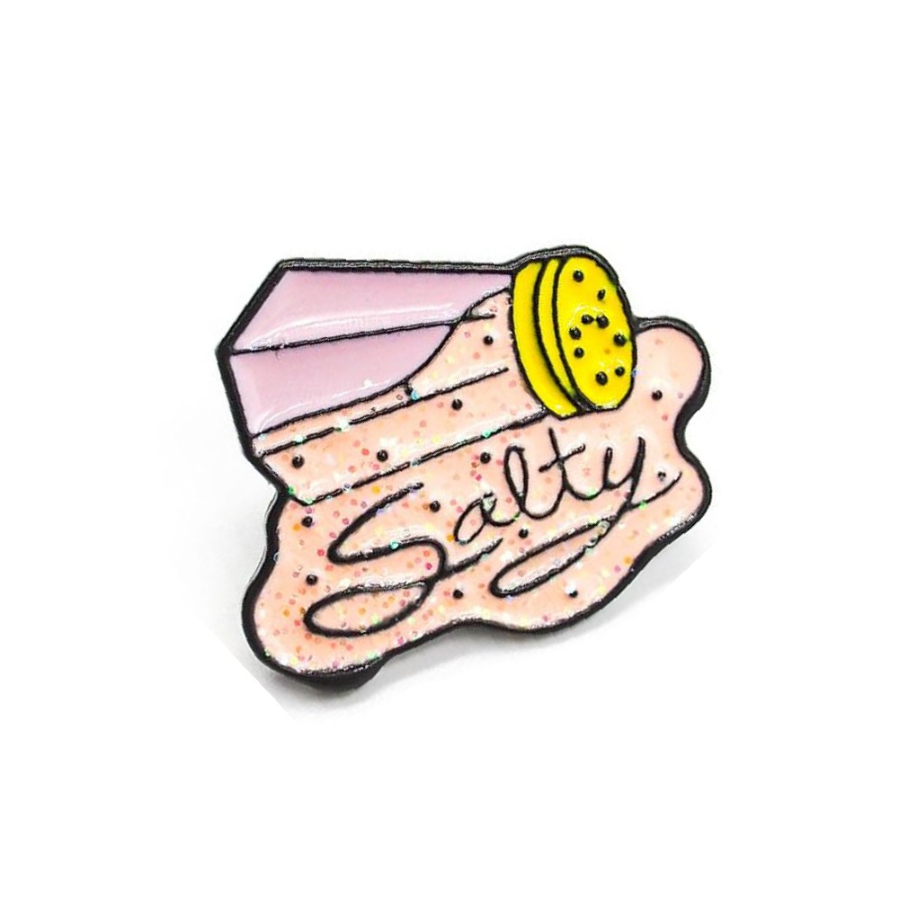 Ghim cài áo Enamel Pin Sticker Factory - Hũ muối Salty hồng 3x2.5cm