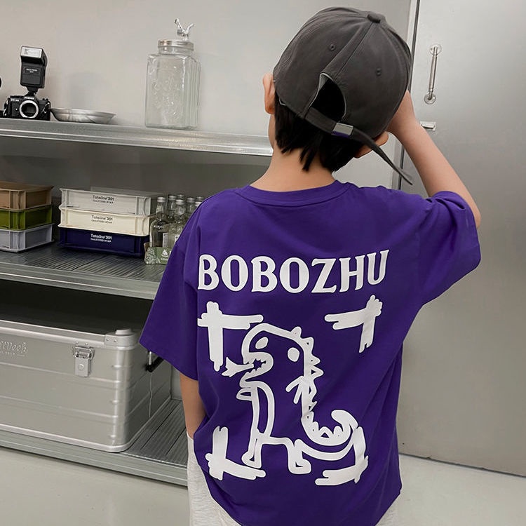 [Grow Up with You] Áo Thun Cotton Tay Lỡ Dáng Rộng Phong Cách Mùa Hè Mẫu Mới 2022 Cho Bé Trai