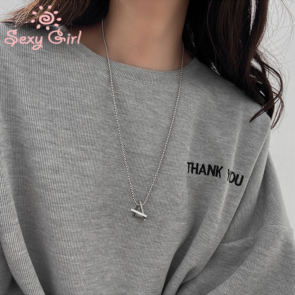 Vòng Cổ Nam Nữ Bằng Thép Titan Phối Mặt Tam Giác Đơn Giản Cá Tính Phong Cách Hip Hop