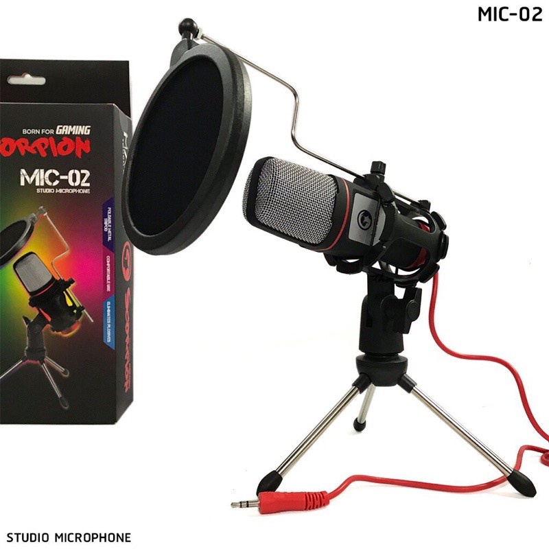 Micro máy tính MARVO MIC-02, JACK 3.5mm - Thu âm chuyên nghiệp, livestream trực tuyến