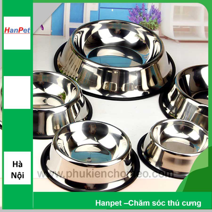 HN- Bát inox (Size 15:) bát ăn chó mèo tròn đơn bằng inox đường kính 11cm, cao 4cm