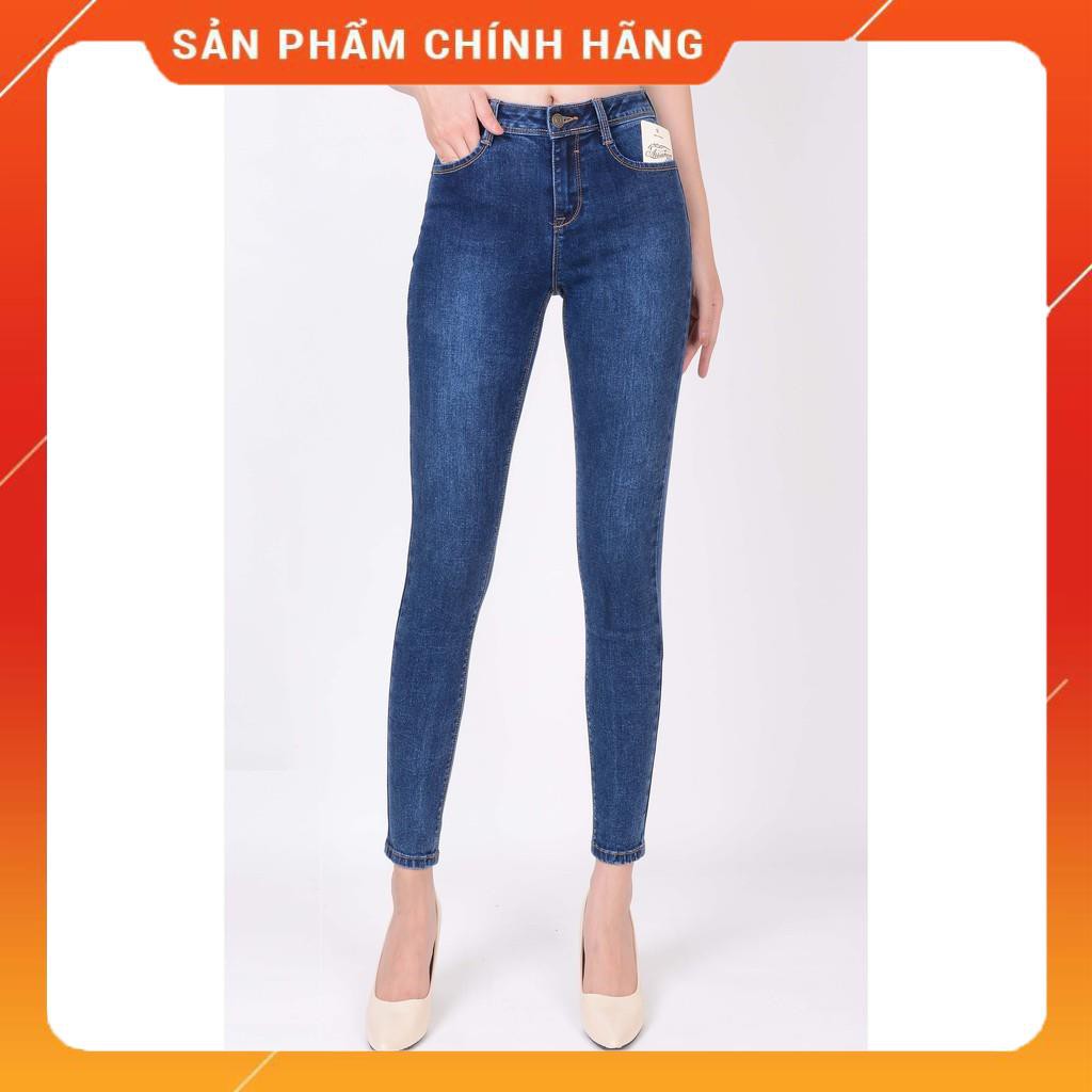 Quần jean nữ ống bó skinny đẹp lưng cao cạp cao trơn màu xanh đá hàng hiệu cao cấp mã 419 VANIZEN -pc2 c