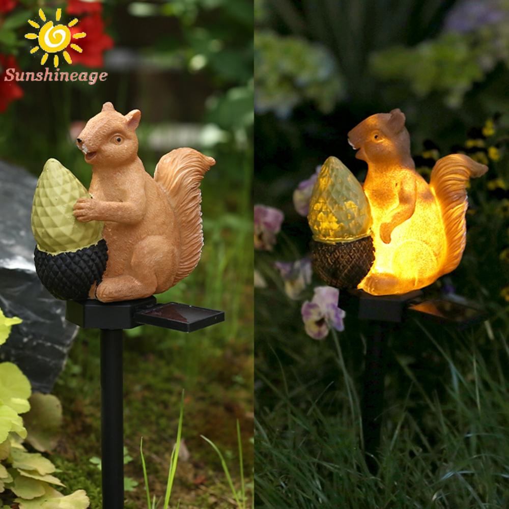 Solar Lightss Ground Light LED Lights Resin Squirrel Garden Decoration