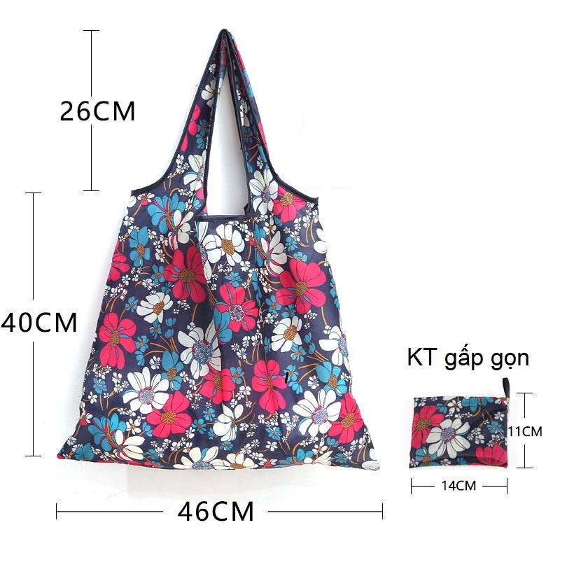 Túi tote phong cách đi mua sắm siêu thị, du lich Chất liệu vải Oxford họa tiết đẹp mắt thời trang KT 40x46cm