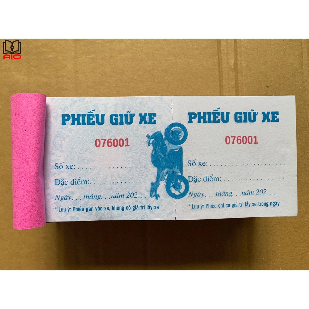 Phiếu giữ xe - 6x15 cm ( 100 tờ)