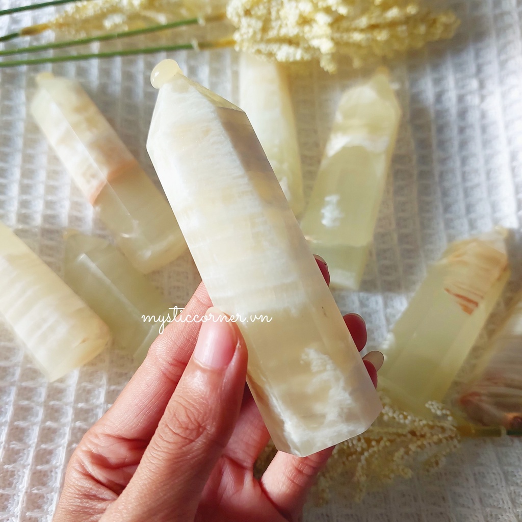 Trụ đá thanh tẩy Green Onyx - Trụ đá thanh tẩy Tarot, Reiki, Thiền Định, Đá Phong Thủy