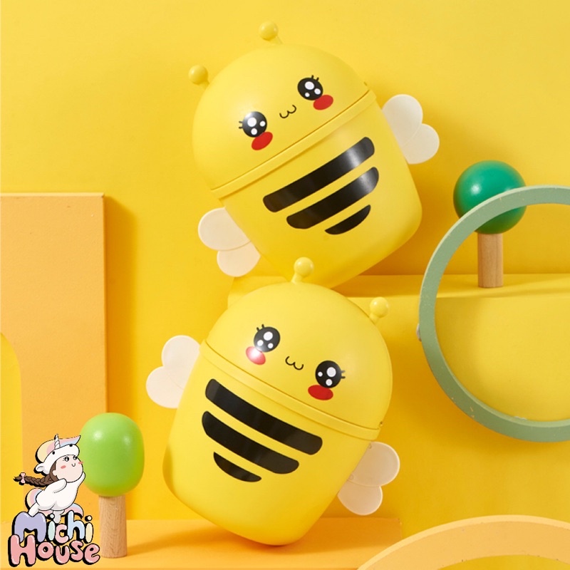 Thùng rác mini để bàn bằng nhựa hình ong vàng