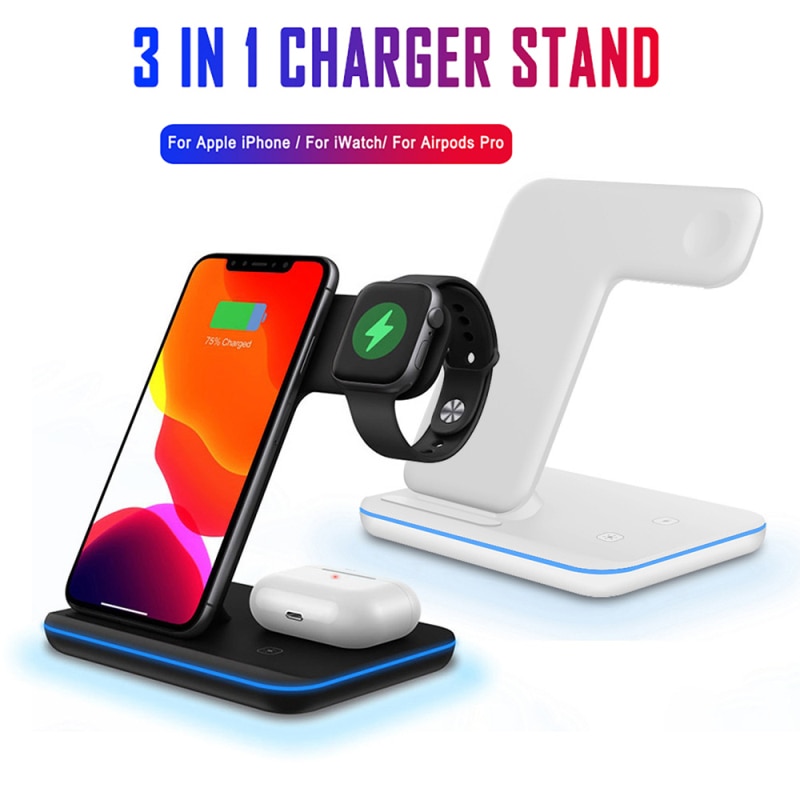 Đế Sạc Không Dây 3 Trong 1 Qi 15w Cho Iphone 12 11 Xs Xr X 8 Airpods Pro