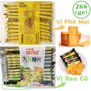 Bánh quy NAZIBA Đài Loan gói 288 gram ( Vị rau củ hoặc phô mai) - Bánh Quy Giòn Naziba.