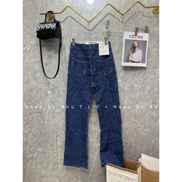Quần bò suông mềm vải xù chuẩn tag mác