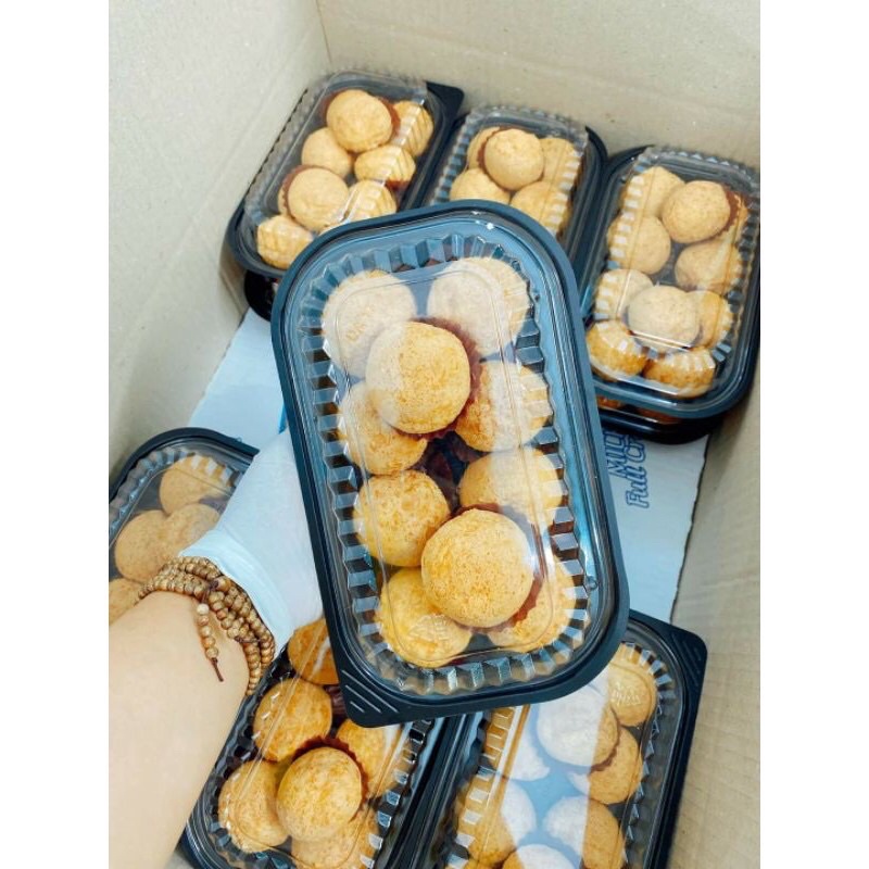 Hộp nhựa kèm nắp ht17 dùng 1 lần, đế đen chịu nhiệt đựng bánh, cơm, thực phẩm