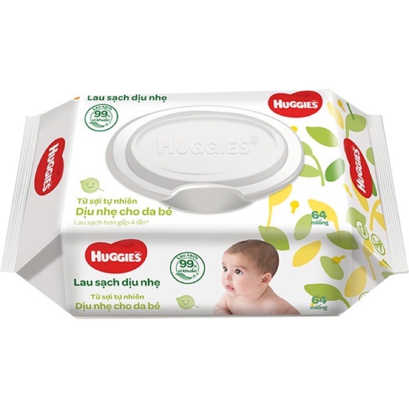 Khăn ướt Huggies không mùi 64 tờ/mùi 72 tờ