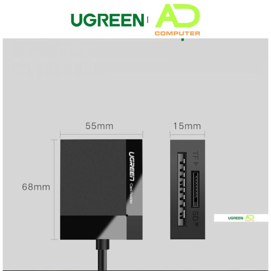 [Mã BMLTA50 giảm đến 50K đơn 99K] Đầu đọc thẻ USB 3.0 hỗ trợ thẻ TF/SD/CF/MS dài 0.5-1.5m UGREEN CR125