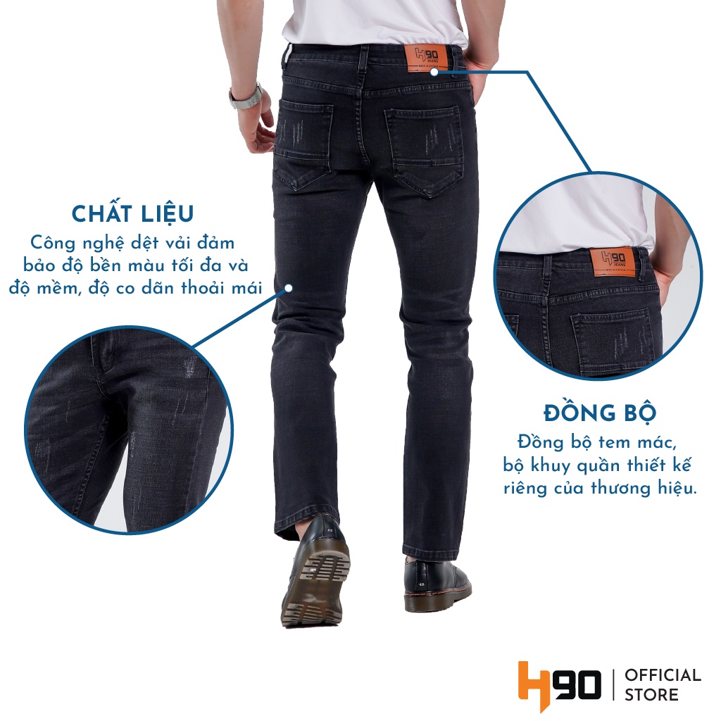 Quần Jean Nam Ống Đứng Cao Cấp H90 Chất Liệu Co Giãn Bền Màu J071