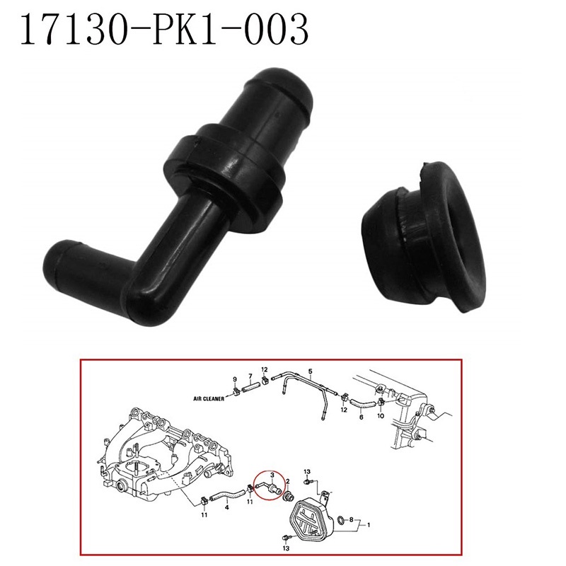 Bộ van PCV Thay thế cho Honda ACCORD 1990-2002 ACURA INTEGRA 1996-2001 17130-PK1-003 17139-PK1-000