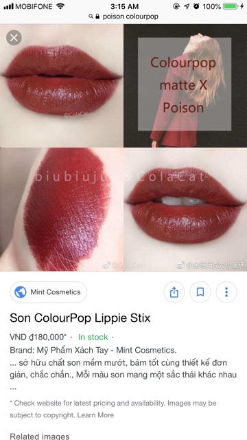 (SALE 30%) Colourpop Lippie Stix