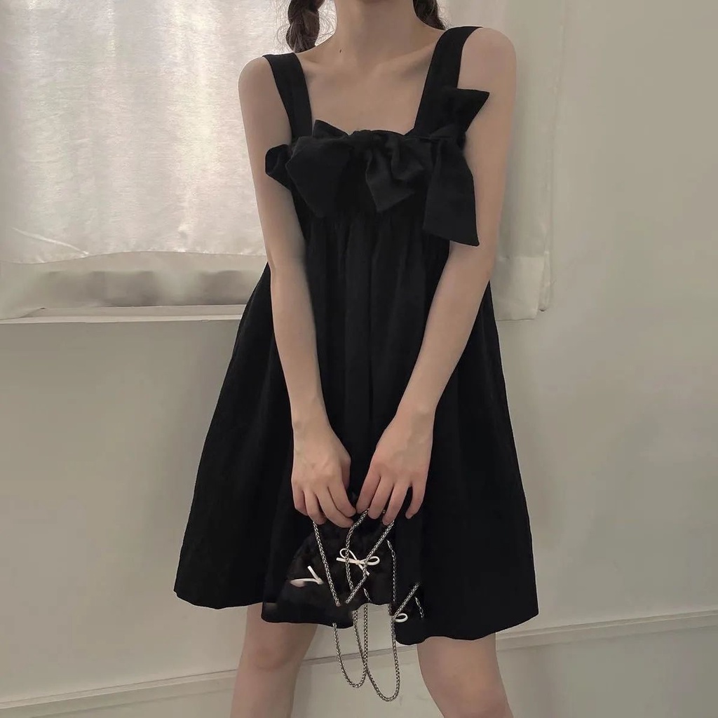 Ins Mùa Hè Mới Nơ Công Chúa Dây Treo Váy Phụ Nữ