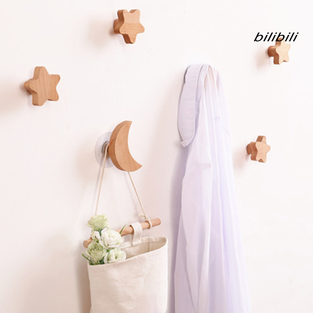 FSbilibili Hook Convenient Strong Bearing Capability Punch Free Towels Coat Star Moon Cloud Hanger for Home