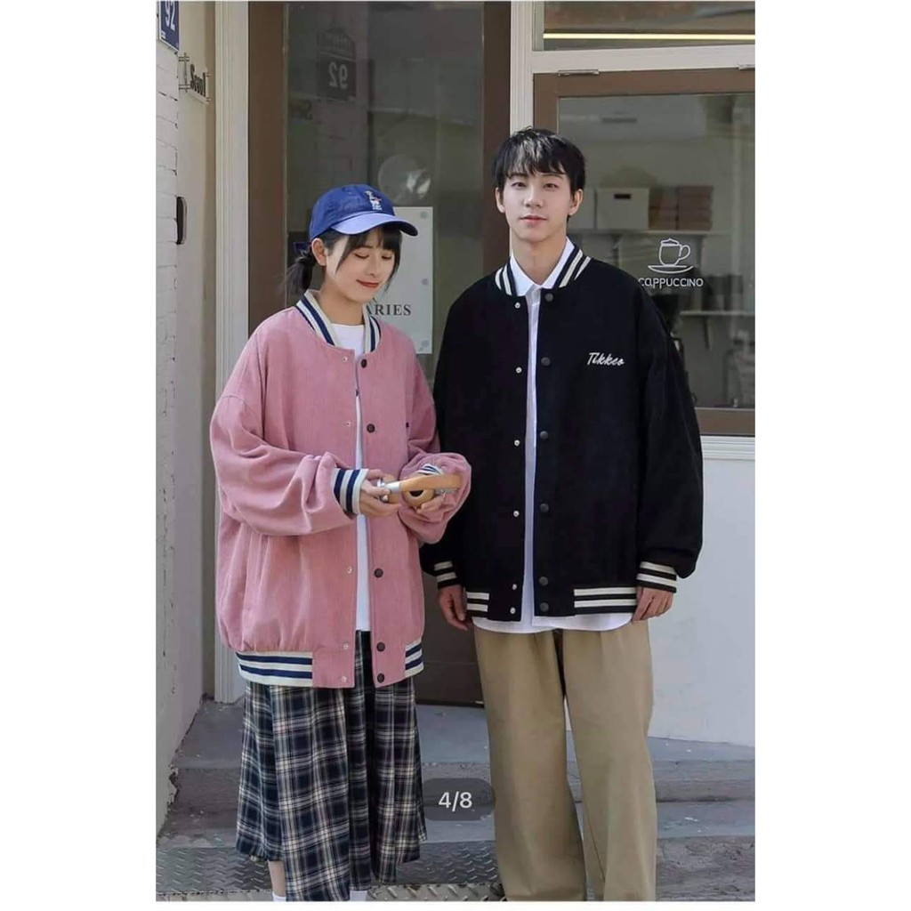 Áo Khoác Bomber TIKKER Chất Nhung Tăm - Áo Bomber Nam Nữ Unisex Freesize Thu Đông Rlzzang From Rộng | BigBuy360 - bigbuy360.vn