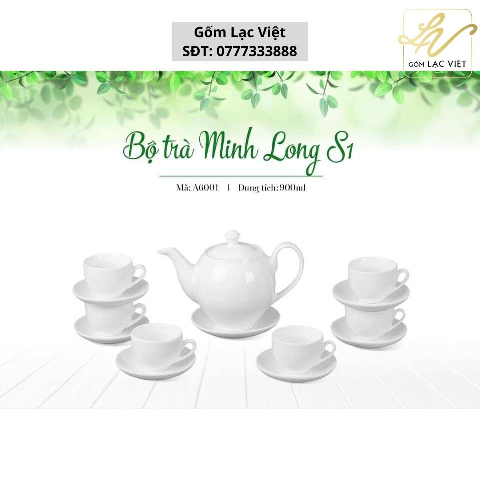 Bộ trà Minh Long, Bộ Ấm Chén Uống Trà Bộ Ấm Trà Sứ Cao Cấp Bát Tràng Màu Trắng