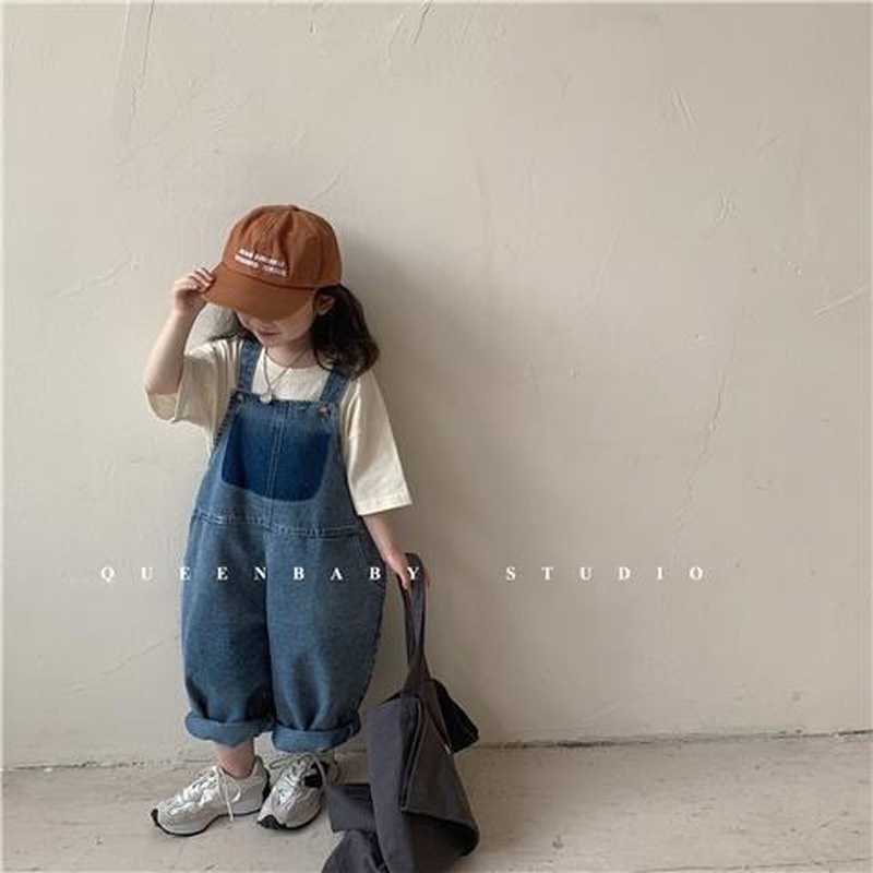 Quần Yếm Denim Dáng Rộng Thời Trang Xuân Thu Phong Cách Hàn Quốc Cho Nữ