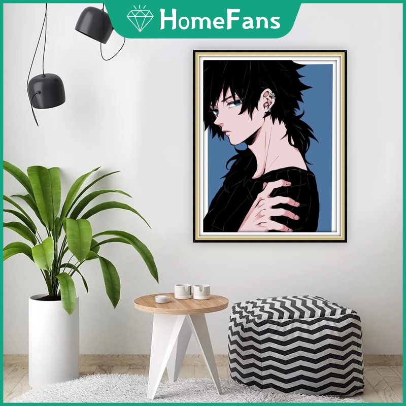 Bộ Tranh Đính Đá 5D Tự Làm Hình Demon Slayer 30x40cm / 40x50cm Trang Trí Nhà Cửa