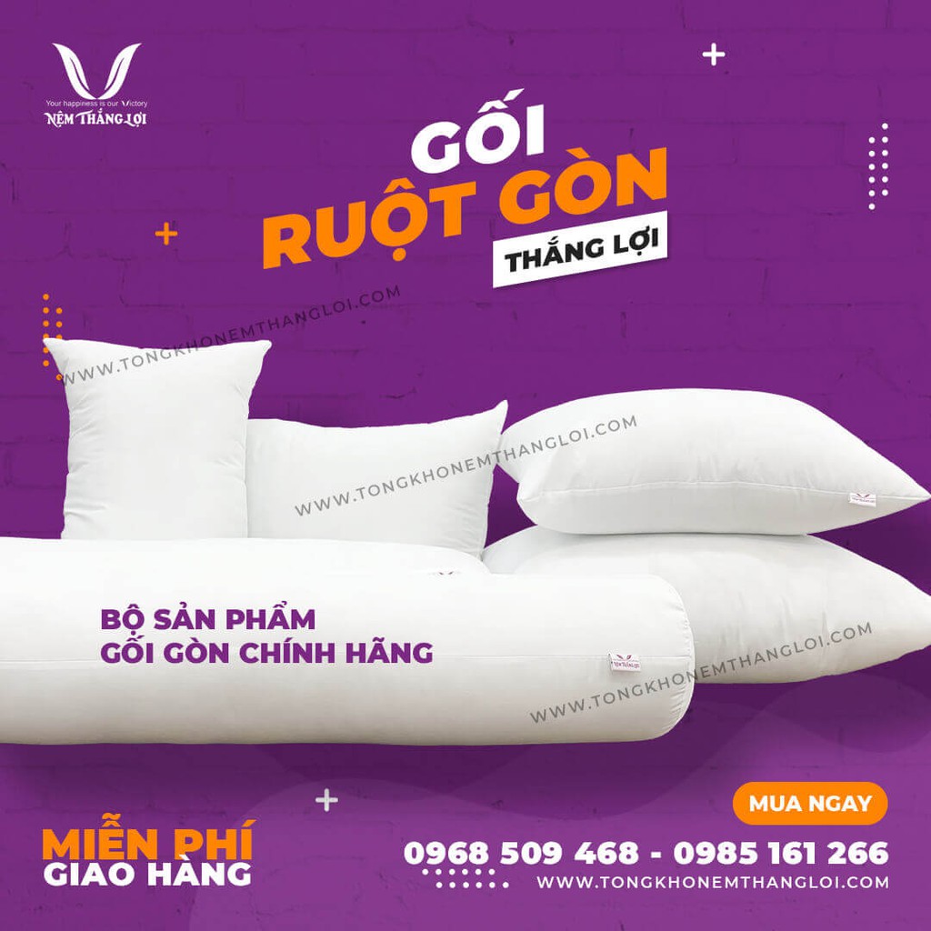 Gối Nằm Ruột Gòn Lớn 50x70 - Chính Hãng Thắng Lợi (giặt được)