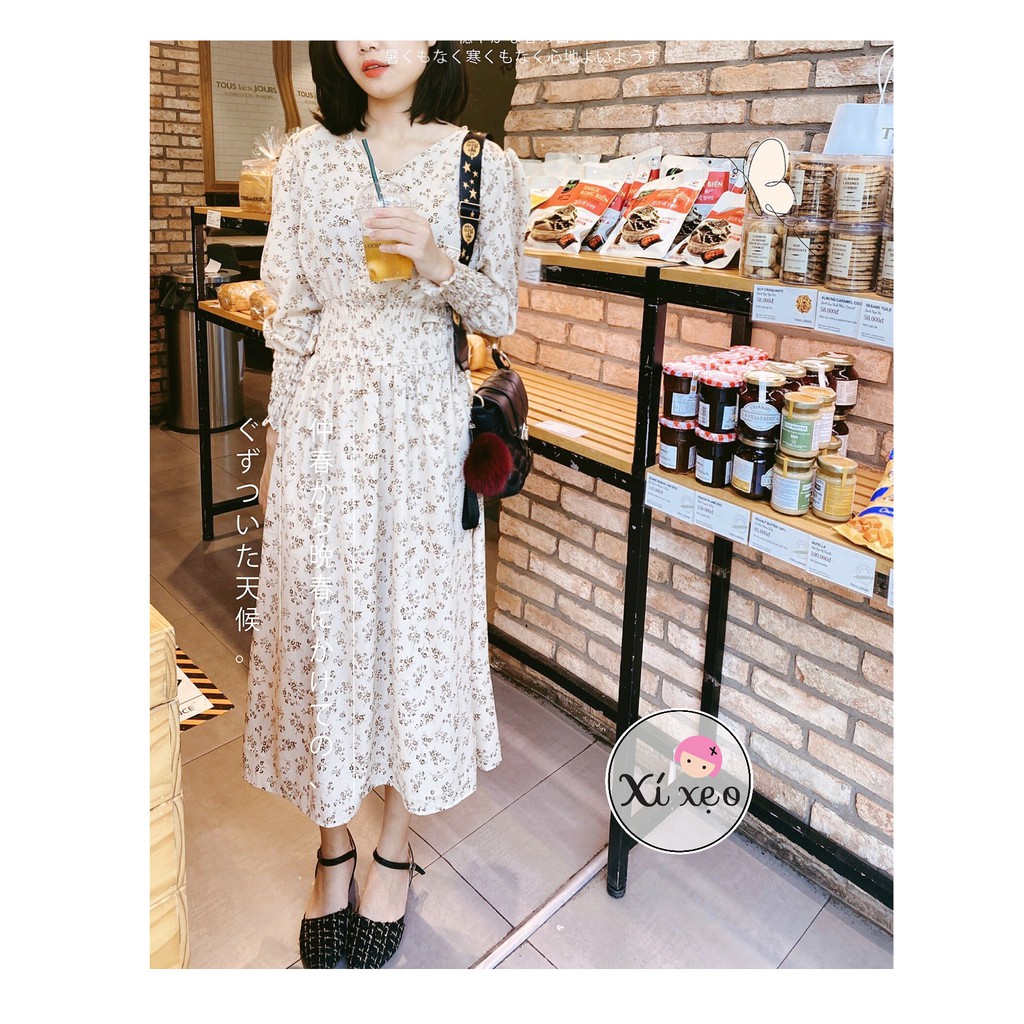 Váy đầm hoa nhí vintage dáng dài phong cách ulzzang xixeoshop - V15