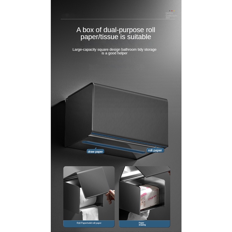 Hộp đựng cuộn giấy vệ sinh XINKUNLON gắn tường thép không gỉ 304 màu xám cao cấp tiện lợi