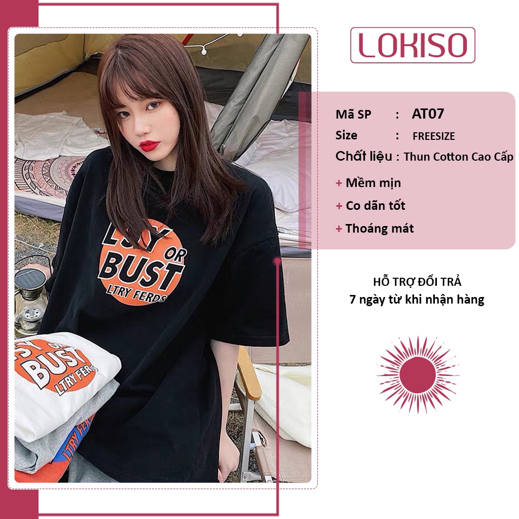 Áo thun unisex tay lỡ cổ tròn nam nữ Lsy Or Bust bigsize form rộng LOKISO AT07
